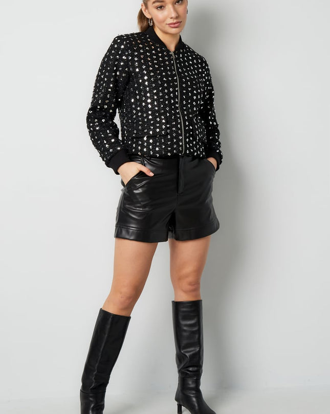 Bomber jacket sparkly day - Black