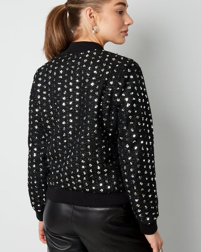 Bomber jacket sparkly day - Black