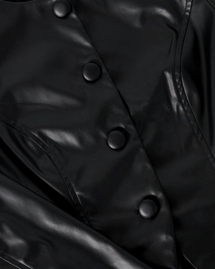 Trendy PU top - Black