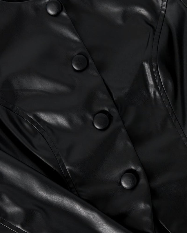 Trendy PU top - Black