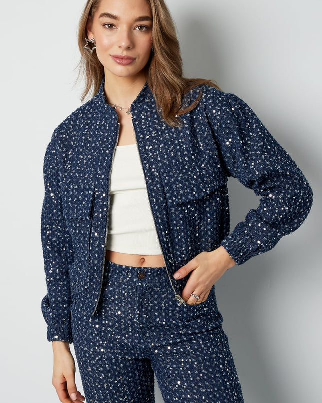 Denim jacket with sequins - Blue