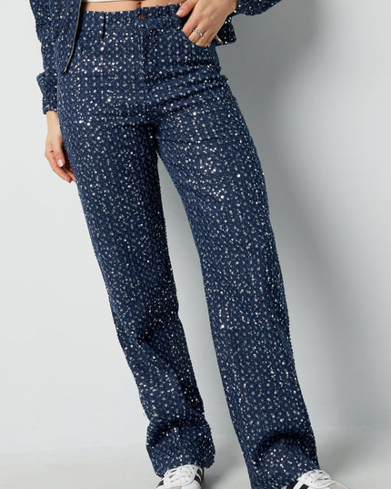 Denim Jeans with Sequins - Blue