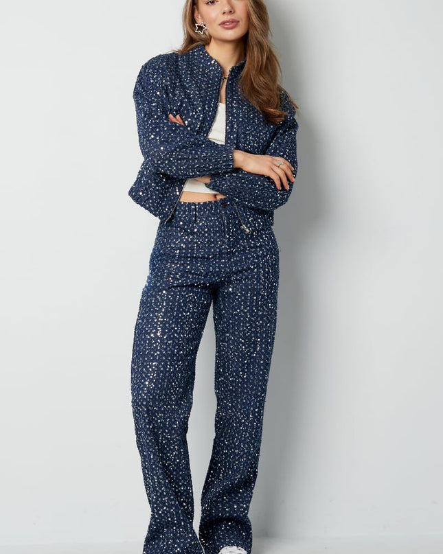 Denim Jeans with Sequins - Blue
