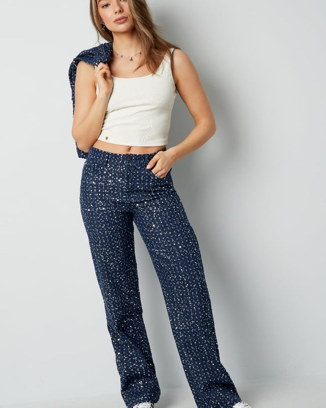 Denim Jeans with Sequins - Blue