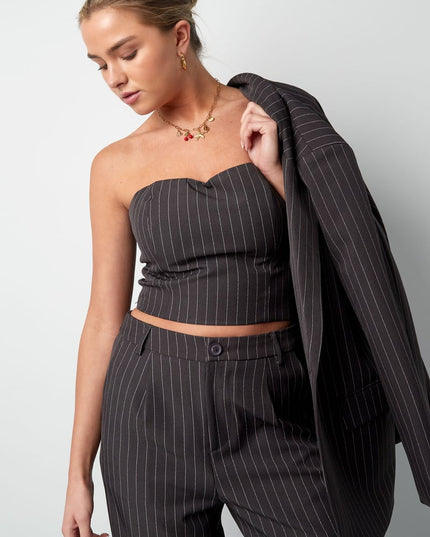 Pinstripe Bandeau Top - Grey
