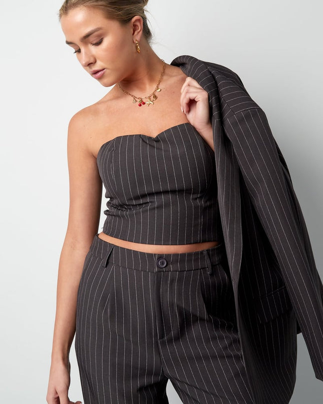 Pinstripe Bandeau Top - Grey