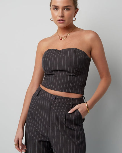 Pinstripe Bandeau Top - Grey