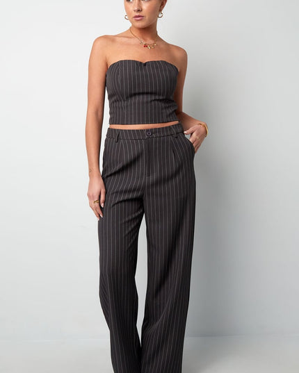 Pinstripe Bandeau Top - Grey