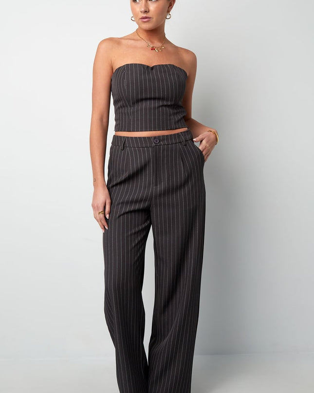 Pinstripe Bandeau Top - Grey