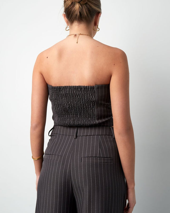 Pinstripe Bandeau Top - Grey