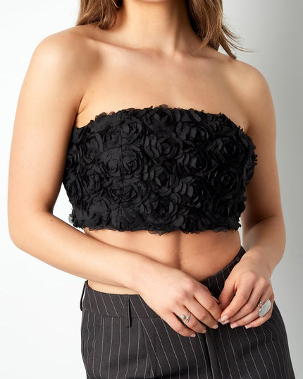 Roses bandeau top - Black