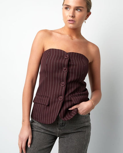 Pinstripe Corset Top - Grey