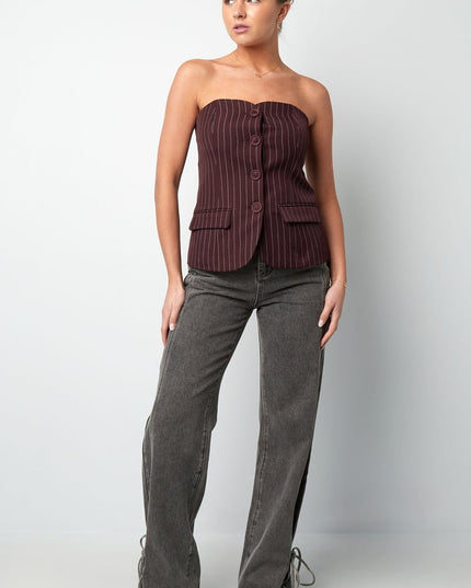 Pinstripe Corset Top - Grey