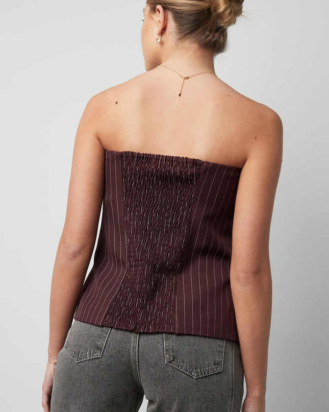 Pinstripe Corset Top - Grey