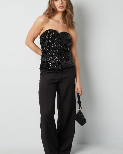 Glitter Corset Top - Black