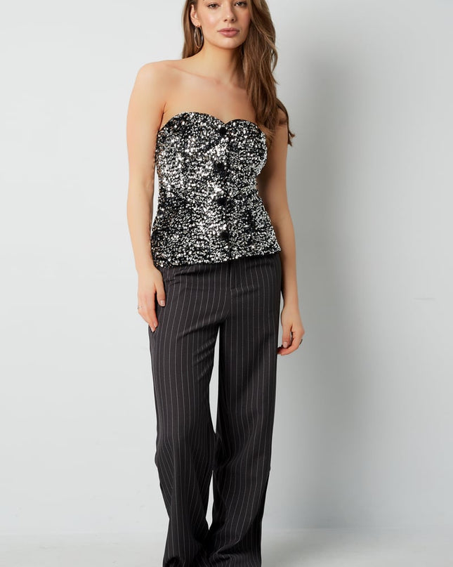 Glitter Corset Top - Black