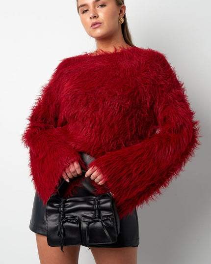 Fluffy finesse top - Burgundy