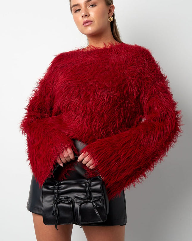 Fluffy finesse top - Burgundy