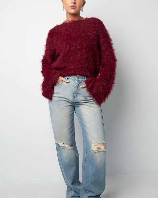 Fluffy finesse top - Burgundy