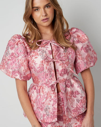 Short sleeve top floral - Champagne