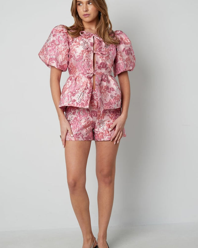 Short sleeve top floral - Champagne