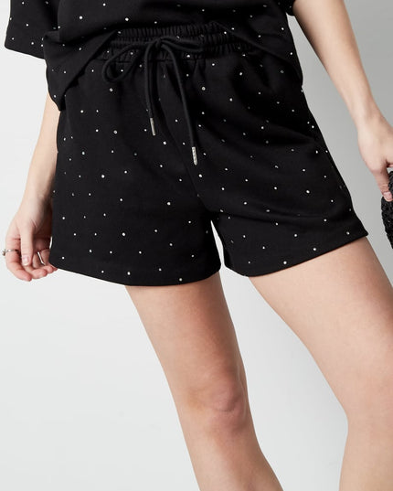 Jogging fabric shorts with studs - Pink