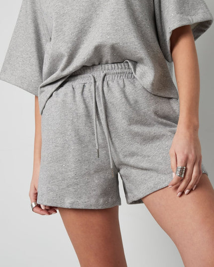 Jogging fabric shorts with studs - Pink