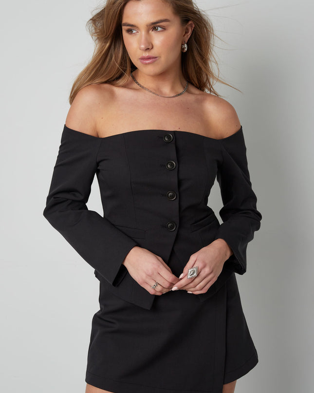 Off shoulder blazer top - Green