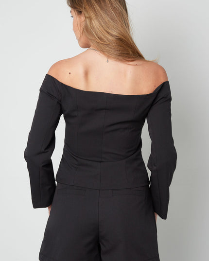 Off shoulder blazer top - Green