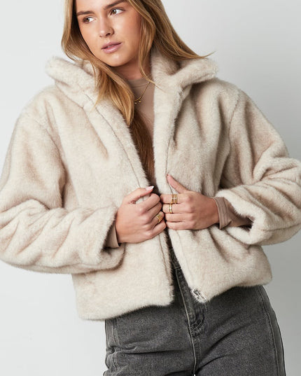 Fluffy basic coat - Beige
