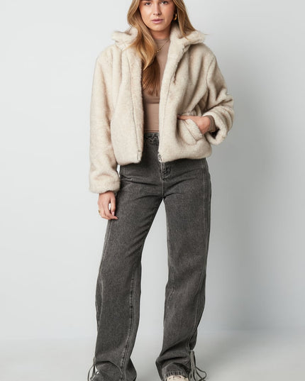 Fluffy basic coat - Beige