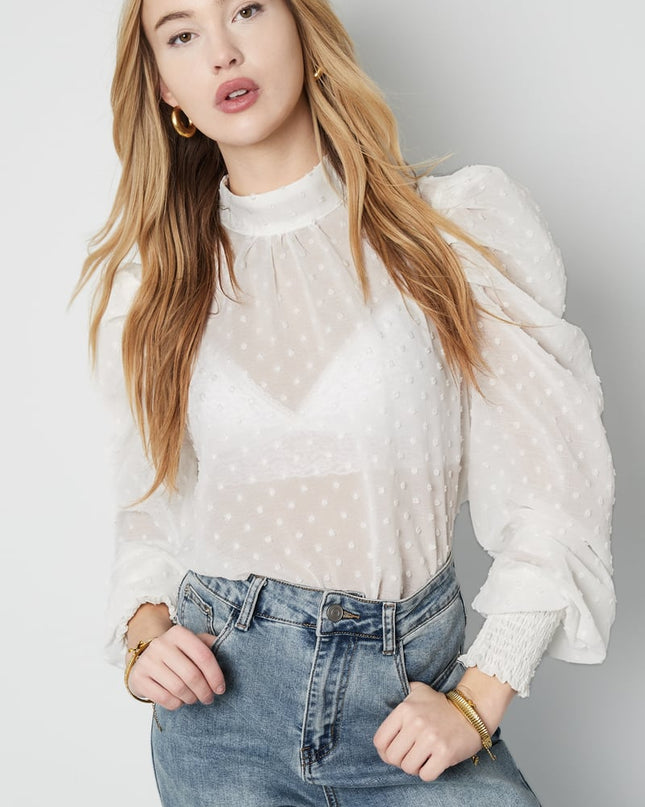 Blouse with dots - Black