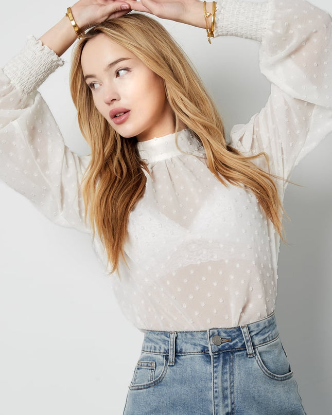 Blouse with dots - Black