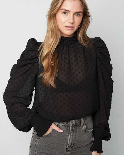 Blouse with dots - Black