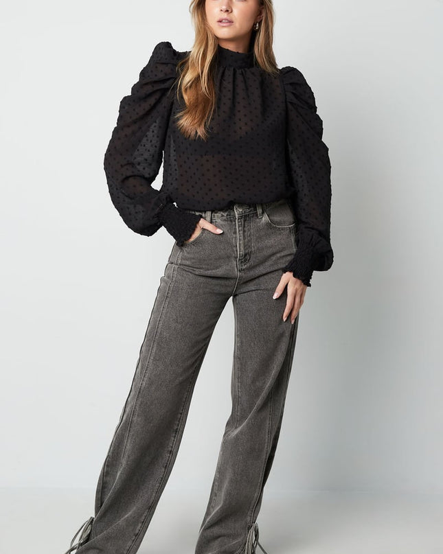 Blouse with dots - Black