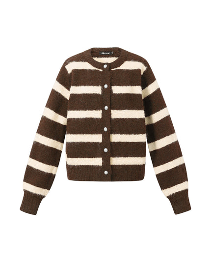 Gebreide Polyestervezel Vrouwen Cardigan Casual Strepen