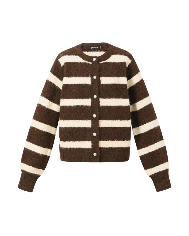 Gebreide Polyestervezel Vrouwen Cardigan Casual Strepen