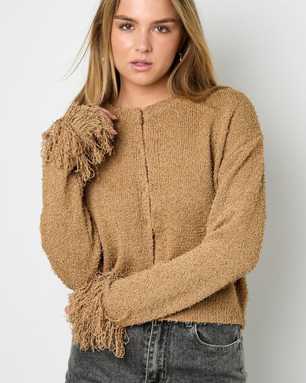 Cardigan with fringe sleeves