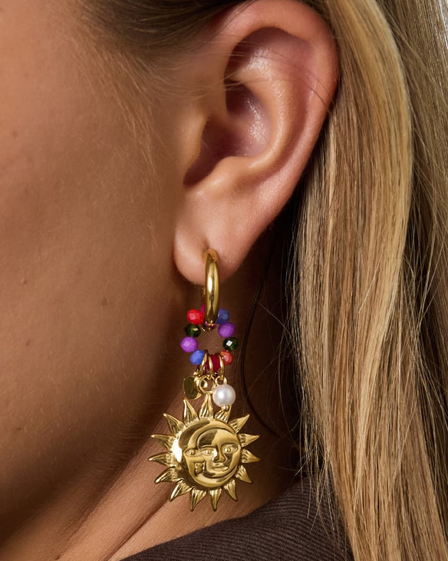 Oorbellen met hanger in de vorm van een zon, casual, dagelijks, eenvoudig, serie, damessieraden