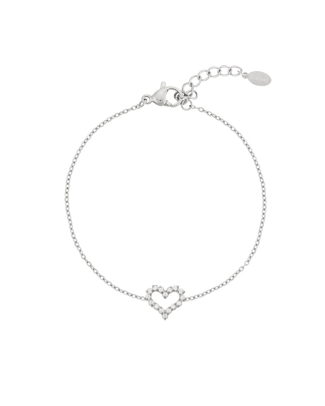 Armband met strass steentjes en hartje