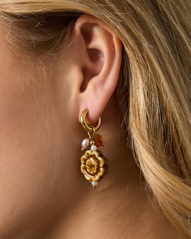 Stainless Steel Drop Earrings Flower Casual Daily Simple Series Women's jewelry