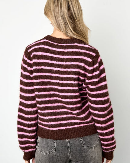 Polyester fiber (polyester) Knit cardigan Stripes Casual Fall/Winter  Clothes