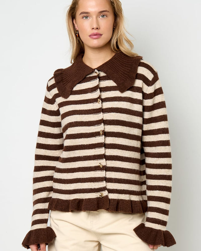 Polyester fiber (polyester) Knit cardigan Stripes Casual Fall/Winter  Clothes