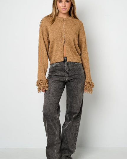 Cardigan with fringe sleeves