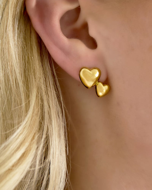 Roestvrijstalen oorbellen met hartjes, casual, dagelijks, eenvoudig, serie, damessieraden