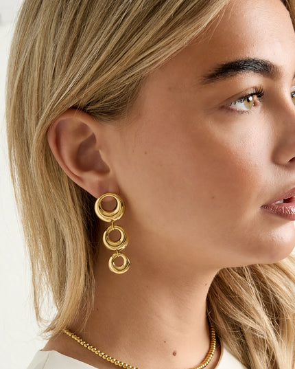 Oorbellen van roestvrij staal met hanger, cirkel, casual, dagelijks, eenvoudig, serie, damessieraden