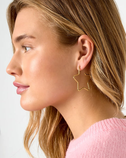 Stainless Steel Hoop Earrings Star Casual Daily Simple Series Women's jewelry