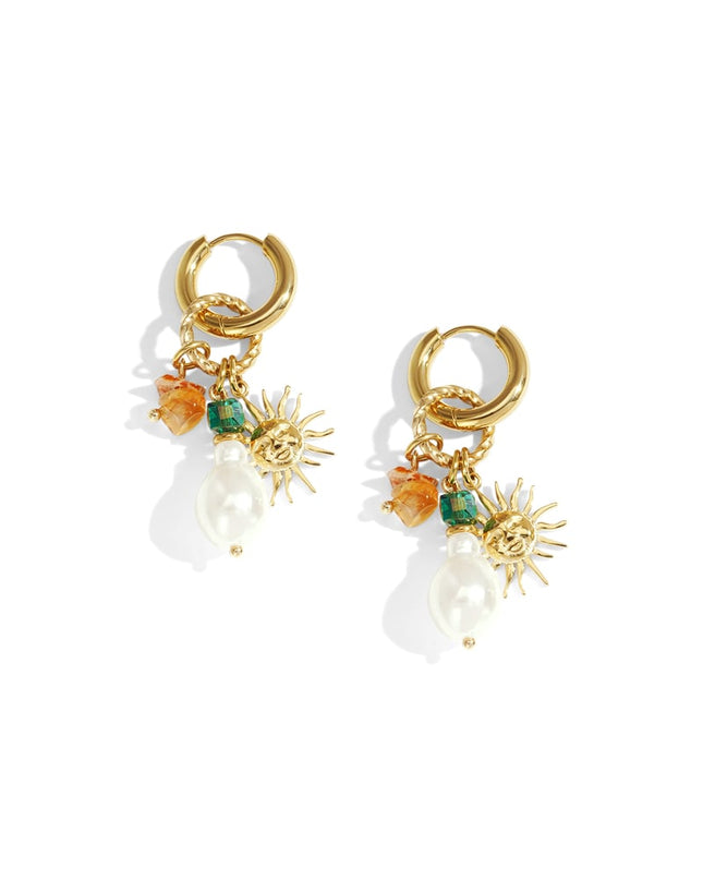 Oorbellen met hanger in de vorm van een zon, casual, dagelijks, eenvoudig, serie, damessieraden