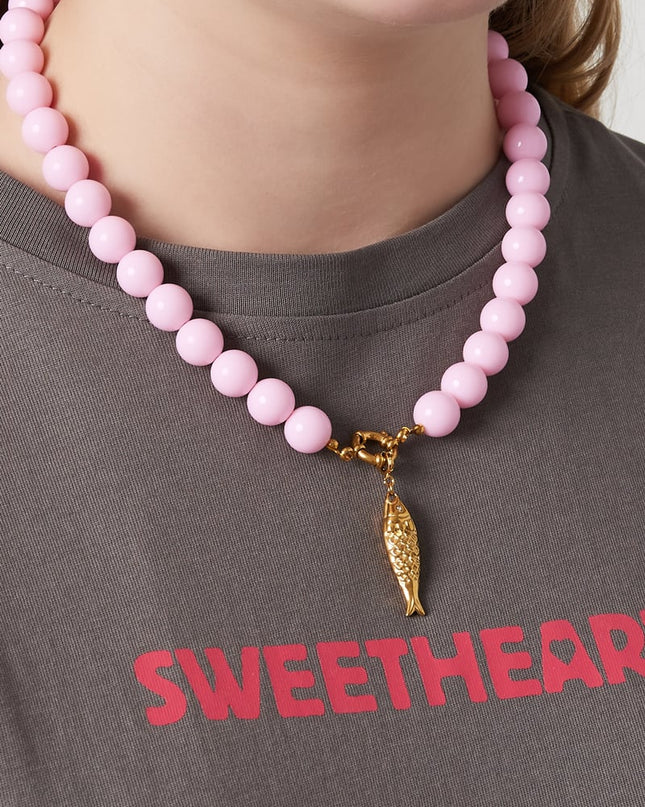 Colored small bead necklace-12mm