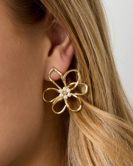 Stainless Steel Stud Earrings Flower Casual Daily Simple Series Women's jewelry